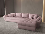 Colțar extensibil dumonde cu ladă de depozitare si sezut confortabil din spuma HR, Loana XL Enjoy Roz II 335x185 cm Fabrica