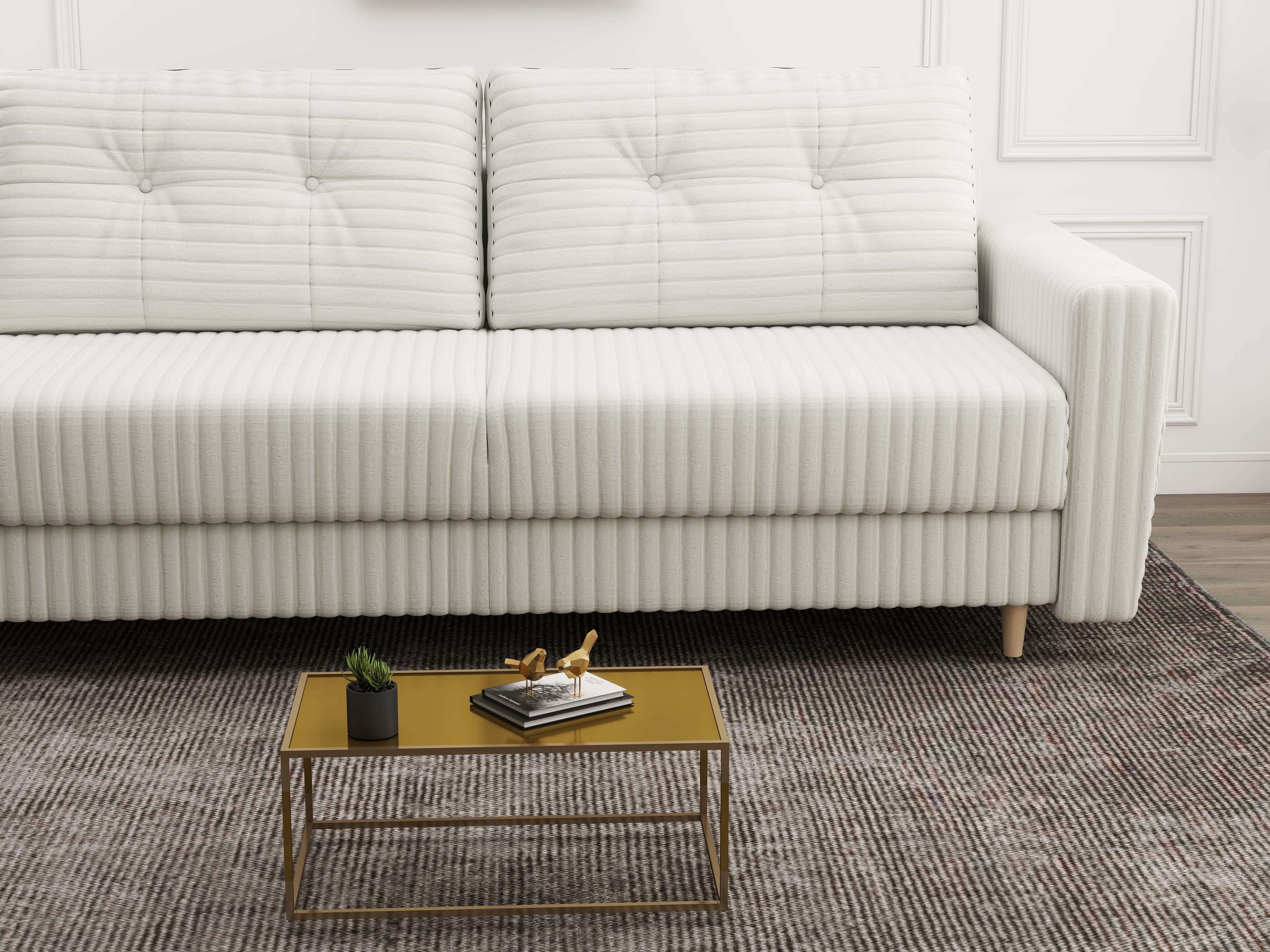 Canapea extensibilă dumonde cu ladă de depozitare si sezut confortabil din spuma HR, Summer Ambience Alb 225x100 cm