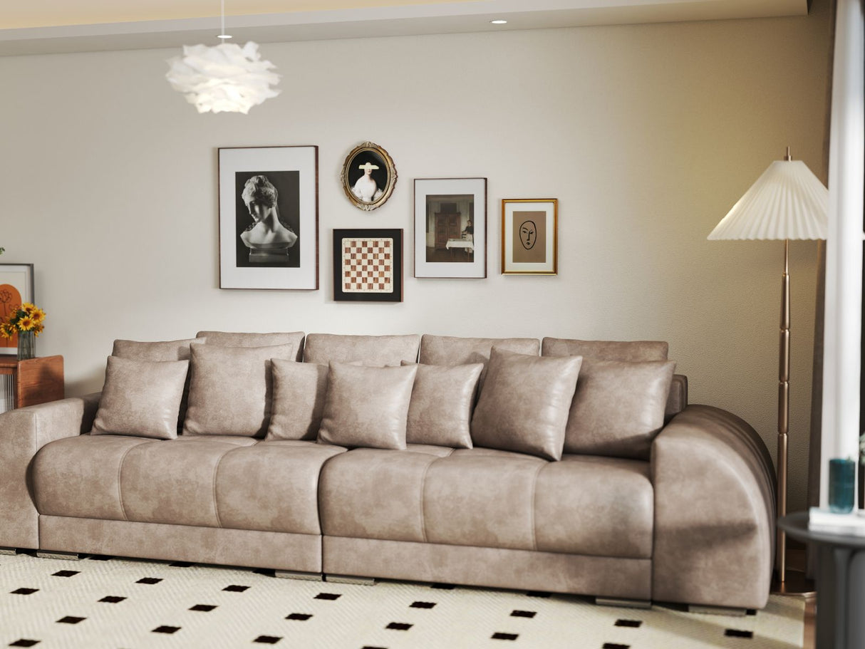 Canapea extensibilă dumonde cu 2 lăzi de depozitare si sezut confortabil din spuma HR, Big Sofa Verona Tobago Brown 310x100 cm Fabrica