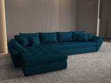 Colțar extensibil dumonde cu ladă de depozitare si sezut confortabil din spuma HR, Loana XL Enjoy Verde Petrol 335x185 cm Fabrica