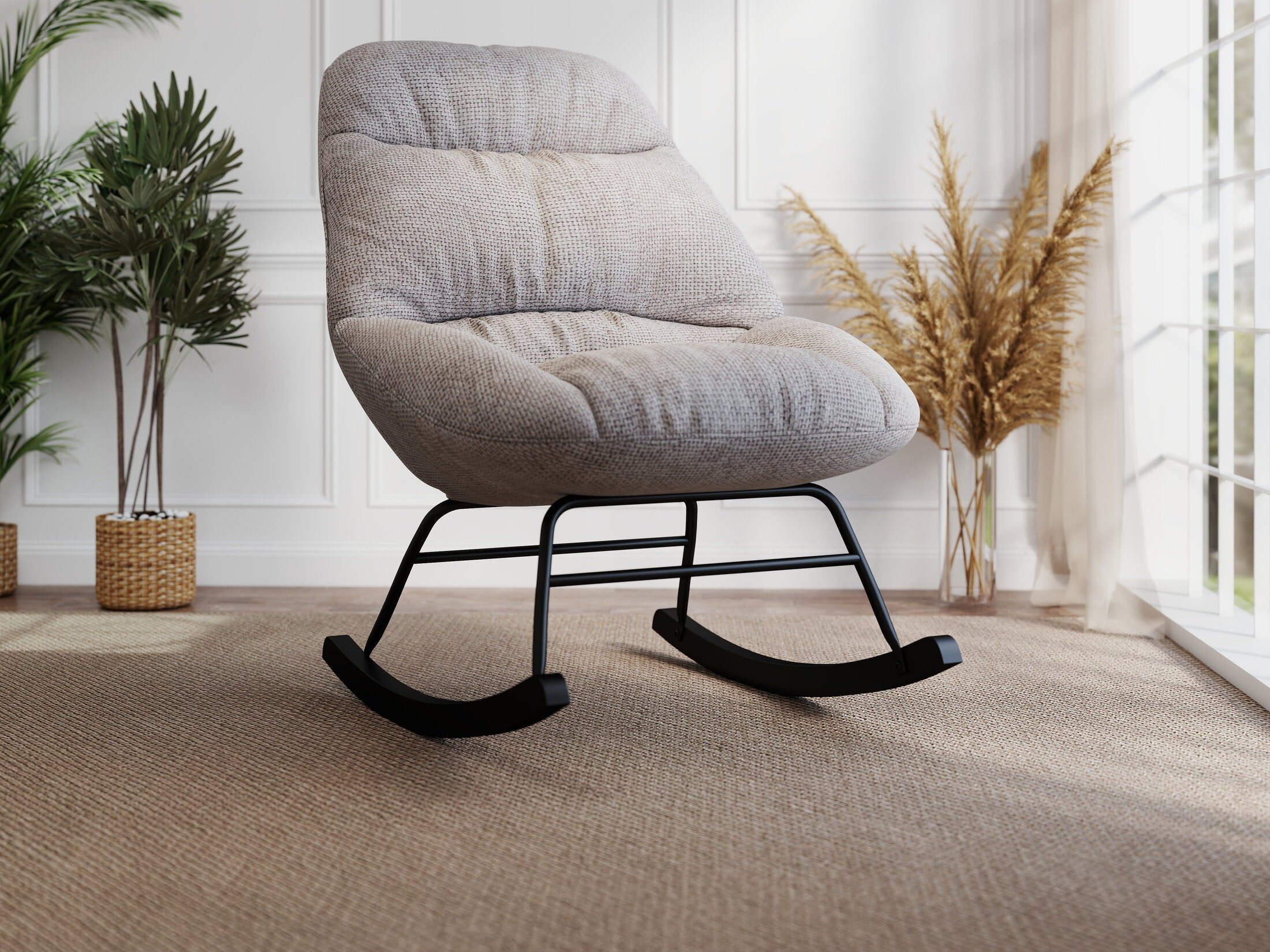 Fotoliu dumonde tapitat Bej modern Marqis 71x83cm