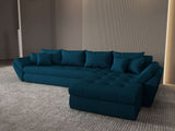Colțar extensibil dumonde cu ladă de depozitare si sezut confortabil din spuma HR, Loana XL Enjoy Verde Petrol II 335x185 cm Fabrica