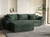 Colțar extensibil dumonde cu ladă de depozitare si sezut confortabil din spuma HR, Loana Verde Euphoria 270x185 cm Fabrica