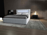 Pat dormitor dumonde, tapitat gri, Glow 180x200 cm, somiera rabatabila inclusa, spatiu depozitare WLS