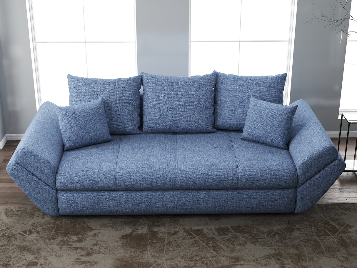 Canapea extensibilă dumonde cu ladă de depozitare si sezut confortabil din spuma HR, Loana Blue 250x100 cm Fabrica