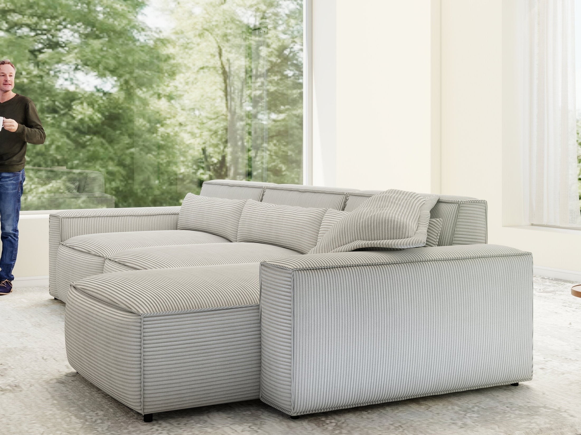 Colțar dumonde cu sezut confortabil din spuma HR, Marvelo XL Zoom Gri Mint 366x175 cm II