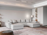 Colțar extensibil dumonde cu ladă de depozitare si sezut confortabil din spuma HR, Loana U Gri Euphoria 355x185 cm Fabrica