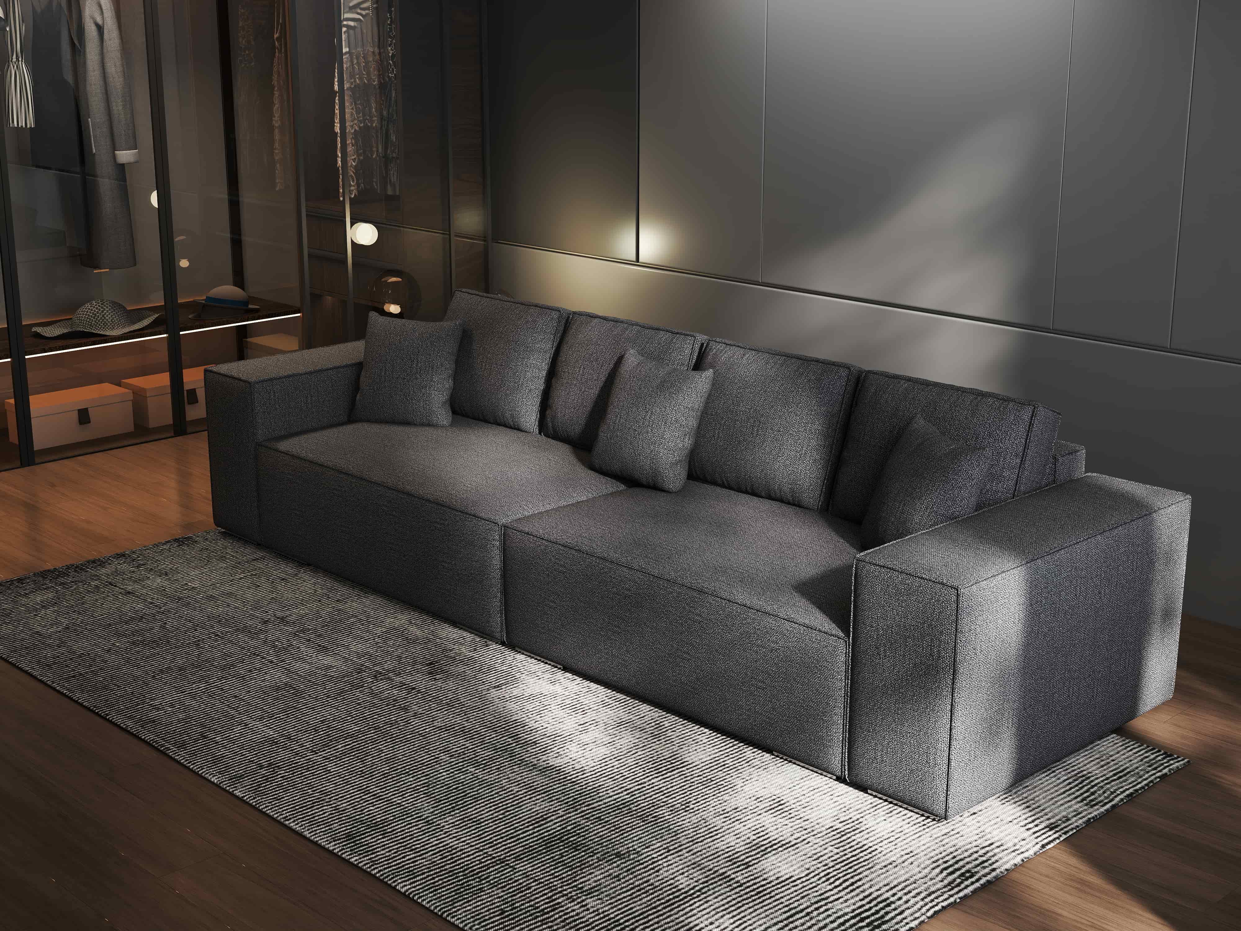 Canapea extensibilă dumonde cu ladă de depozitare si sezut confortabil din spuma HR, Dream Enjoy Grafit 310x100 cm Fabrica