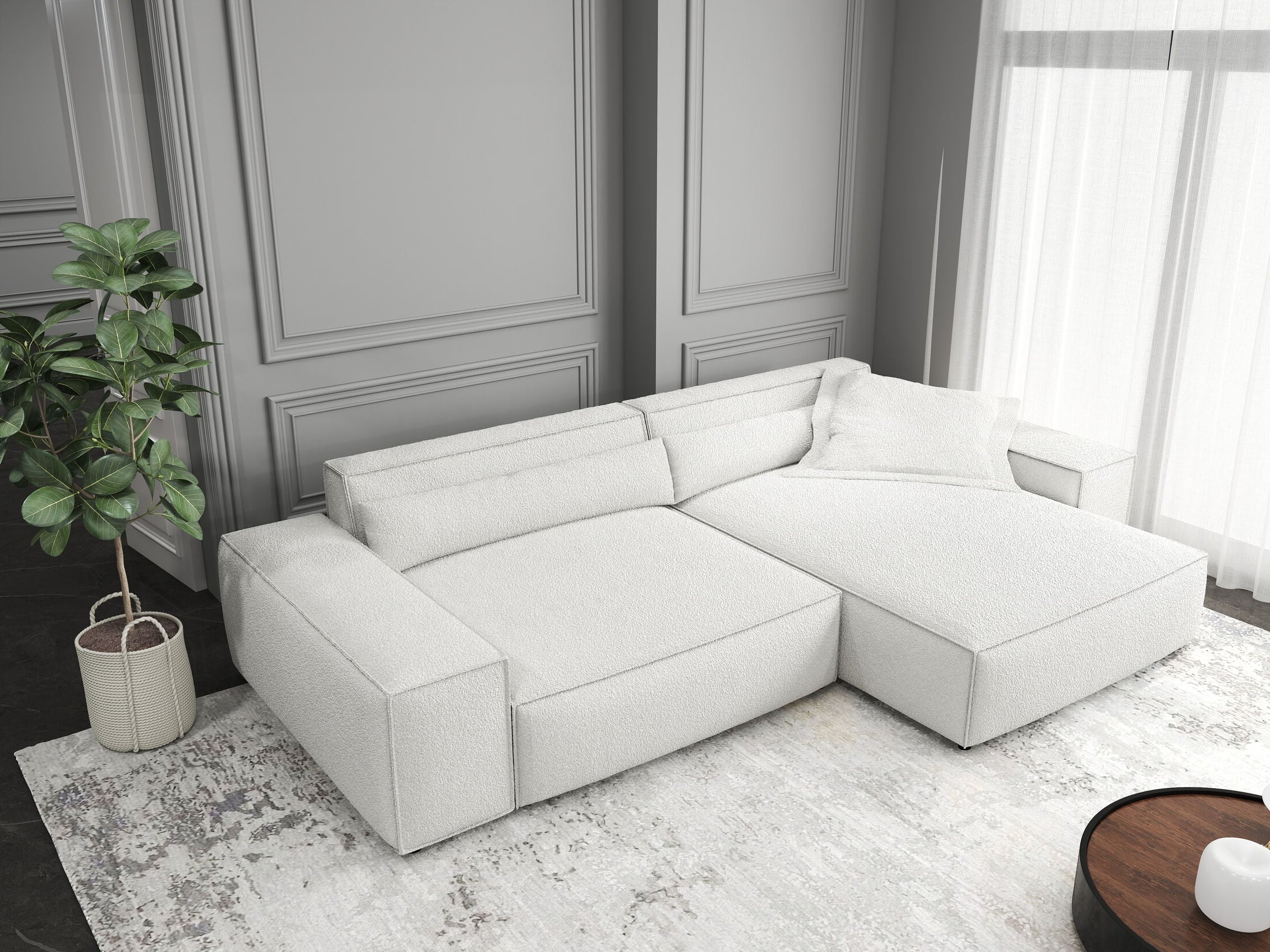 Colțar dumonde cu șezut confortabil din spumă HR, Marvelo Euphoria Alb 264x175 cm II