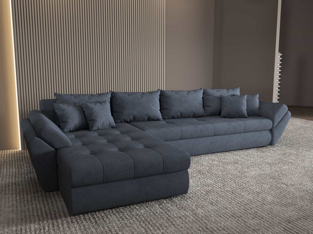 Colțar extensibil dumonde cu ladă de depozitare si sezut confortabil din spuma HR, Loana XL Enjoy Gri Antracit 335x185 cm Fabrica