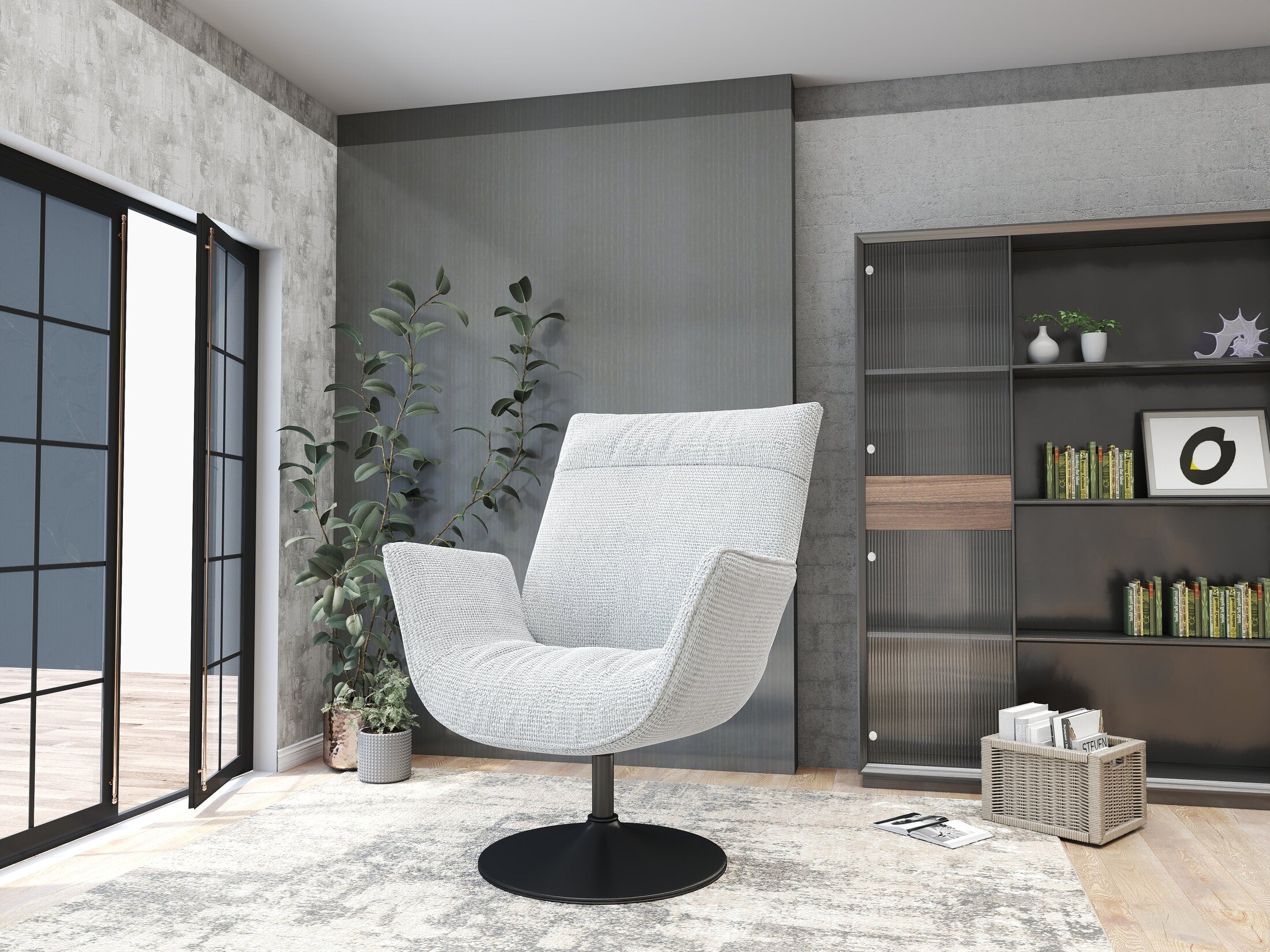 Fotoliu dumonde tapitat Alb modern Kairo 75x83cm