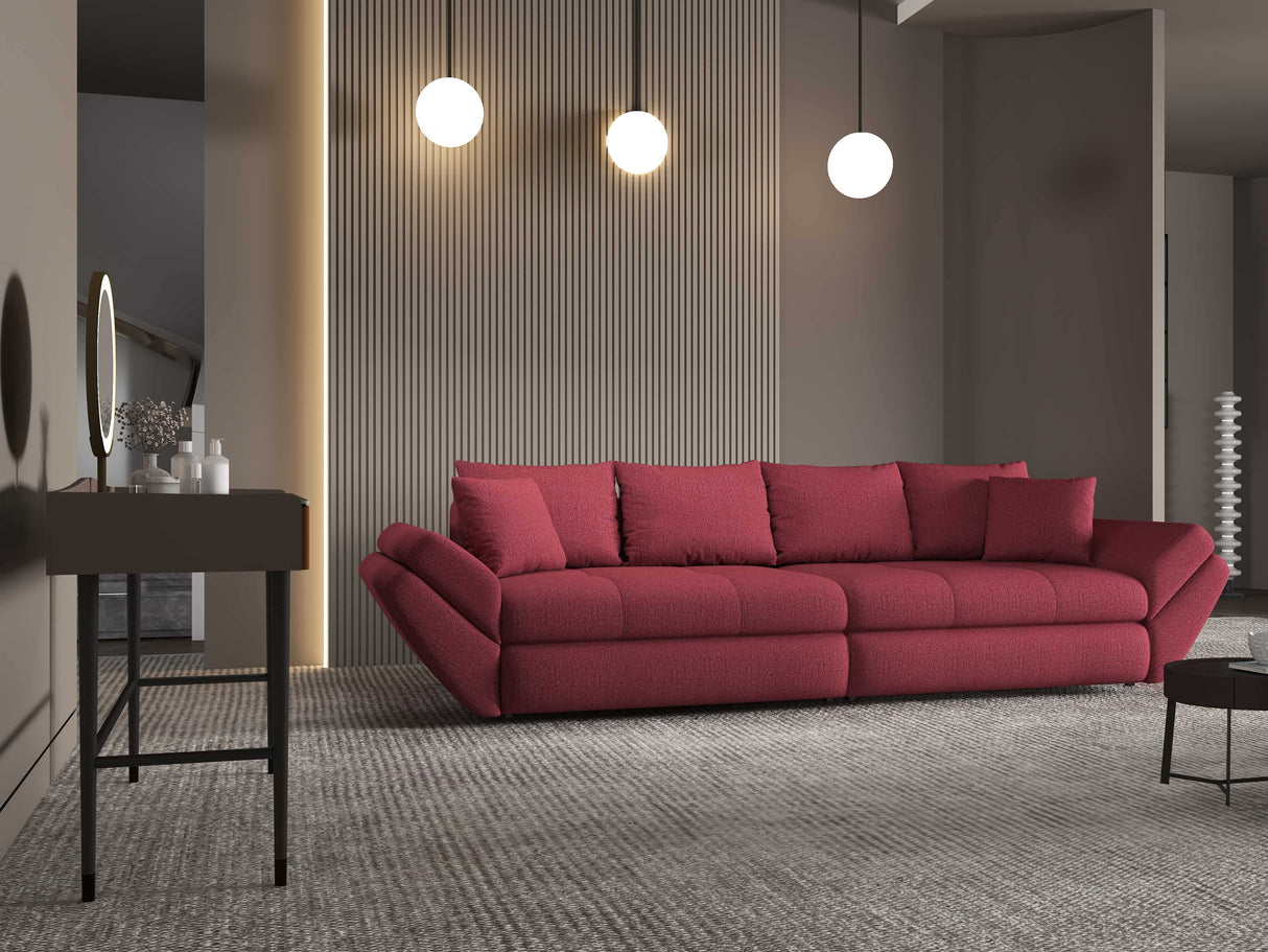 Canapea extensibilă dumonde cu ladă de depozitare si sezut confortabil din spuma HR, Loana Enjoy Rosu 300x100 cm Fabrica