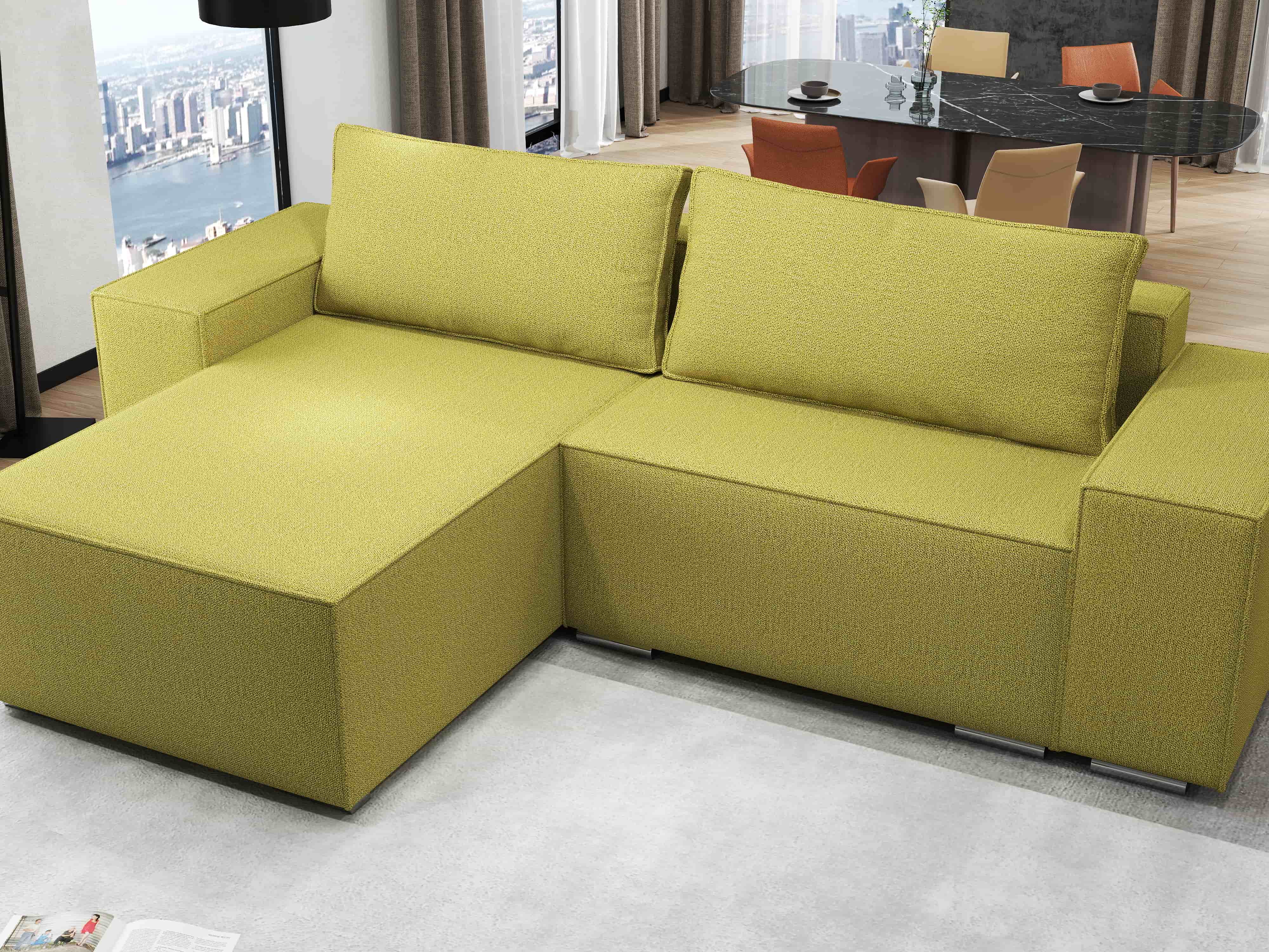 Colțar extensibil dumonde cu ladă de depozitare si sezut confortabil din spuma HR, Dream Enjoy Verde 290x185 cm Fabrica
