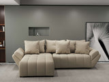 Colțar extensibil dumonde cu ladă de depozitare si sezut confortabil din spuma HR, Berlin Enjoy Beige 280x185 cm Fabrica