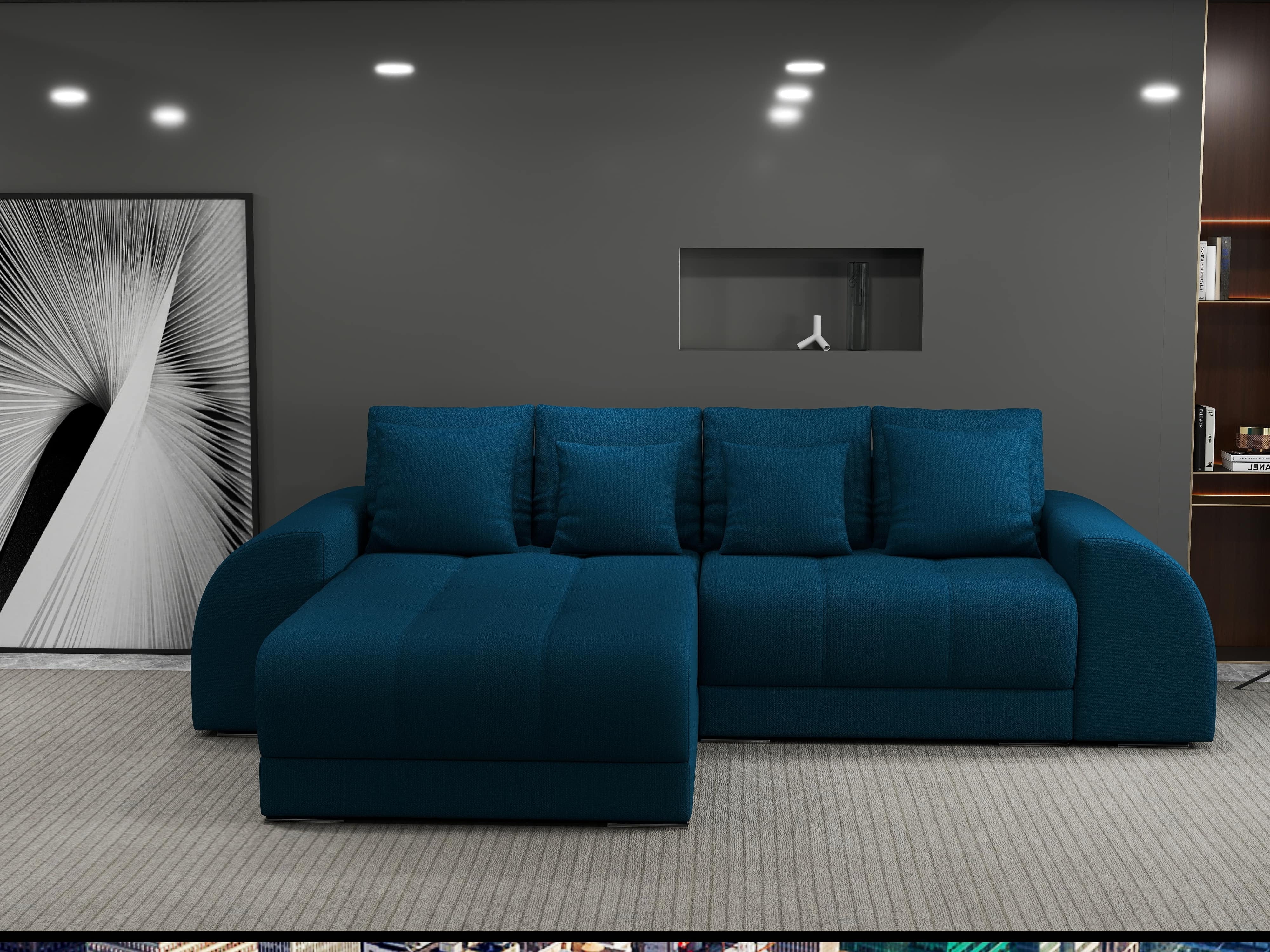 Colțar extensibil dumonde cu ladă de depozitare si sezut confortabil din spuma HR, Verona Enjoy Verde Petrol 290x185 cm Fabrica