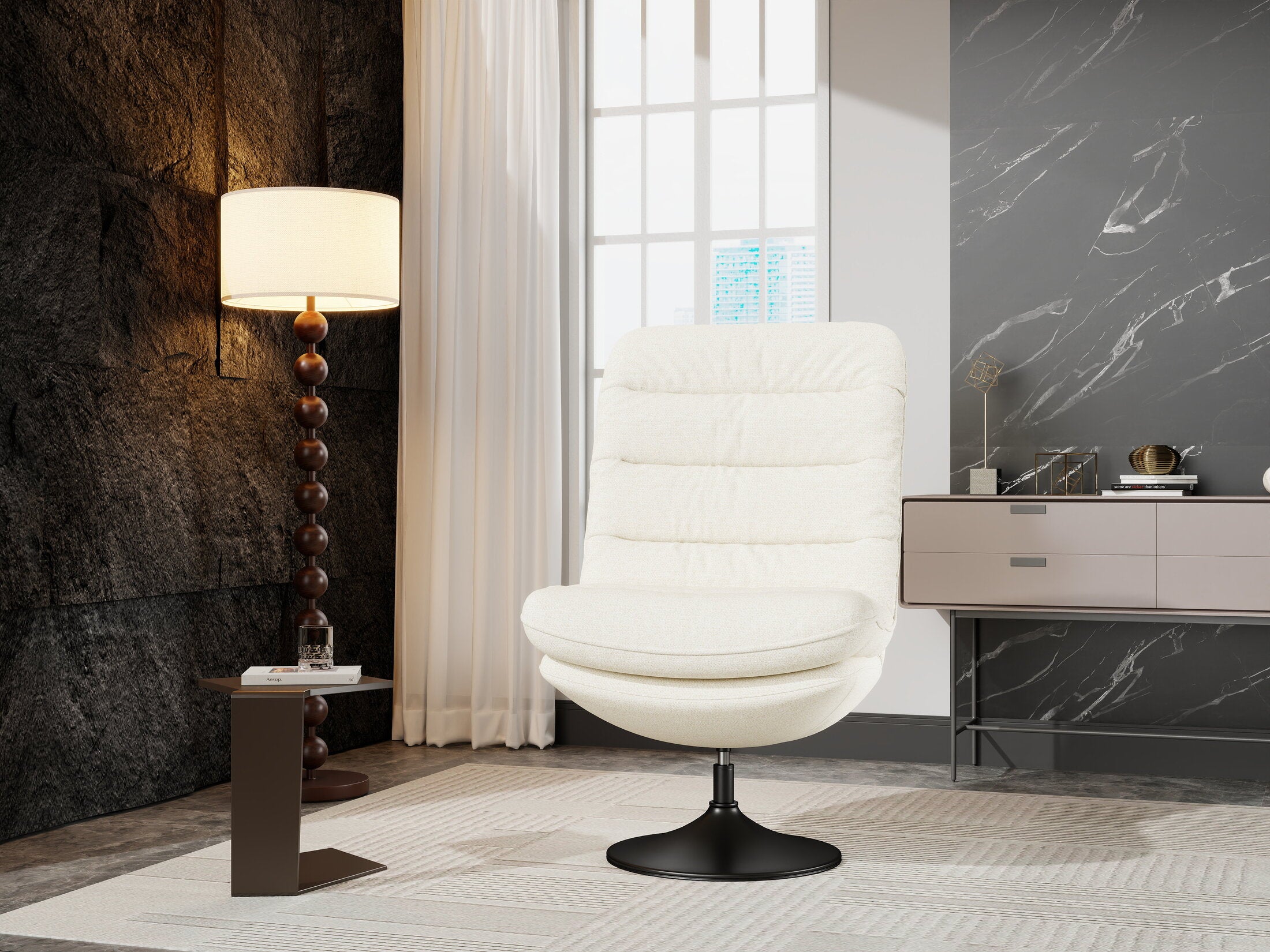 Fotoliu dumonde tapitat Bej modern Cortéz 77x83cm