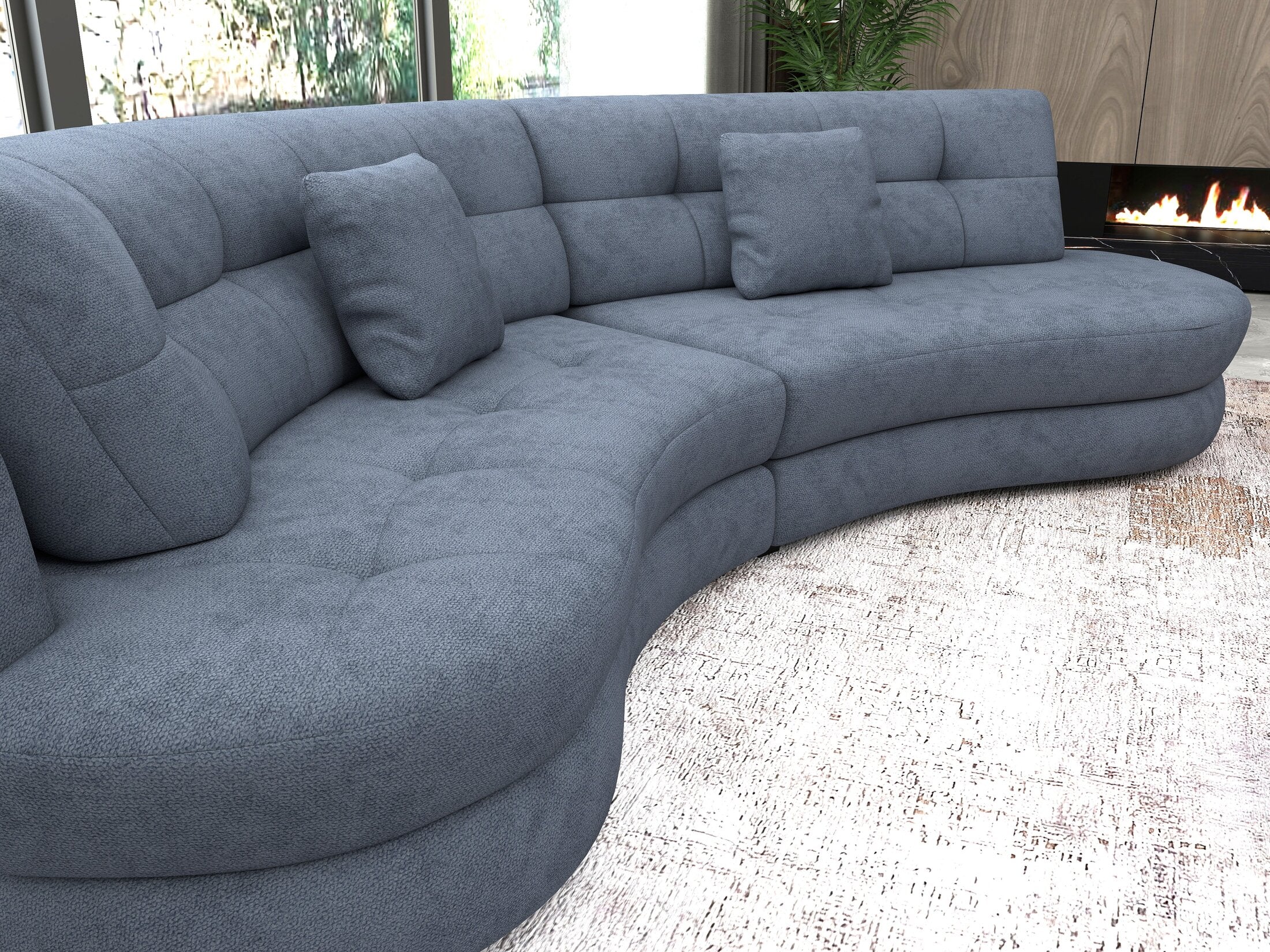 Canapea semirotunda dumonde cu șezut confortabil din spumă HR, Roma  Enjoy Antracit 300x160 cm