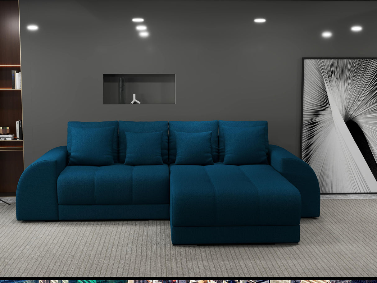 Colțar extensibil dumonde cu ladă de depozitare si sezut confortabil din spuma HR, Verona Enjoy Verde Petrol II 290x185 cm Fabrica