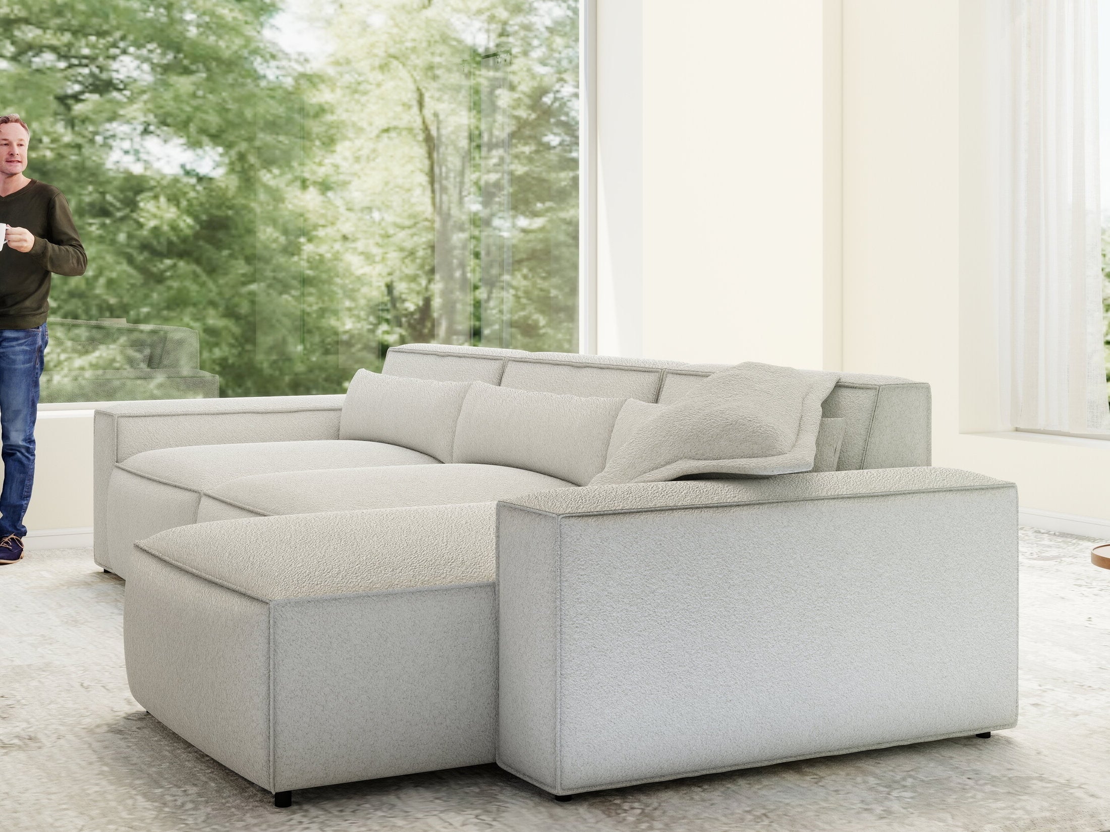 Colțar dumonde cu sezut confortabil din spuma HR, Marvelo XL Euphoria Alb 366x175 cm II