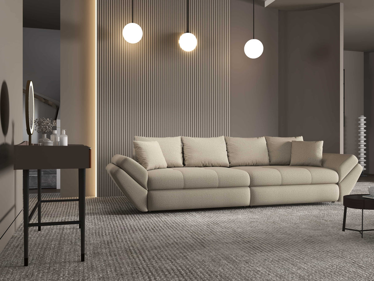 Canapea extensibilă dumonde cu ladă de depozitare si sezut confortabil din spuma HR, Loana Enjoy Bej 2 300x100 cm Fabrica