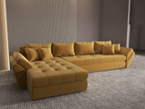 Colțar extensibil dumonde cu ladă de depozitare si sezut confortabil din spuma HR, Loana XL Royal Mustar 335x185 cm Fabrica