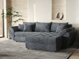 Colțar extensibil dumonde cu ladă de depozitare si sezut confortabil din spuma HR, Loana Euphoria Graphit II 275x185 cm Fabrica