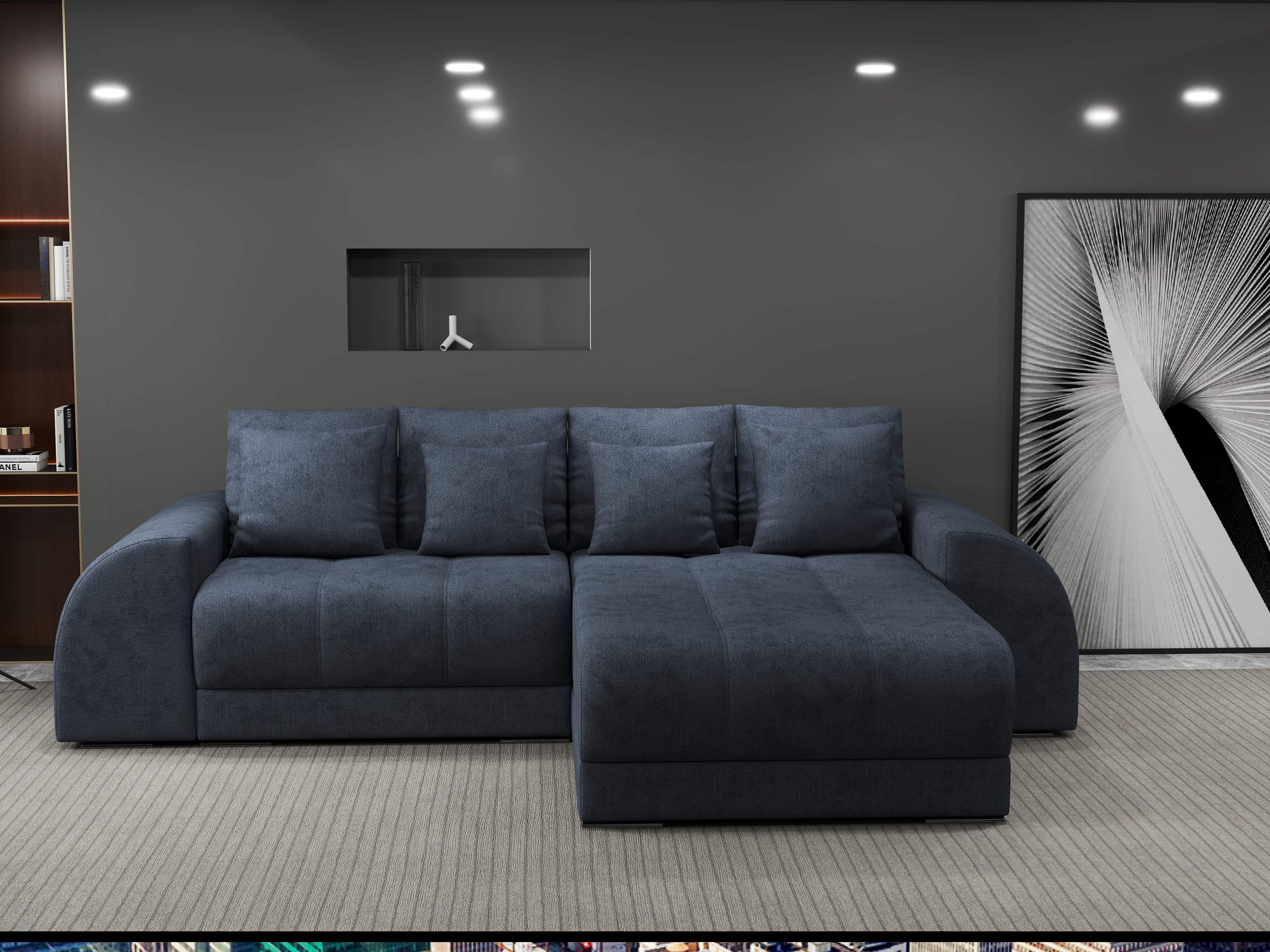 Colțar extensibil dumonde cu ladă de depozitare si sezut confortabil din spuma HR, Verona Enjoy Gri Antracit II 290x185 cm Fabrica