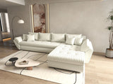 Colțar extensibil dumonde cu ladă de depozitare si sezut confortabil din spuma HR, Loana XL Ambience Alb II 335x185 cm Fabrica