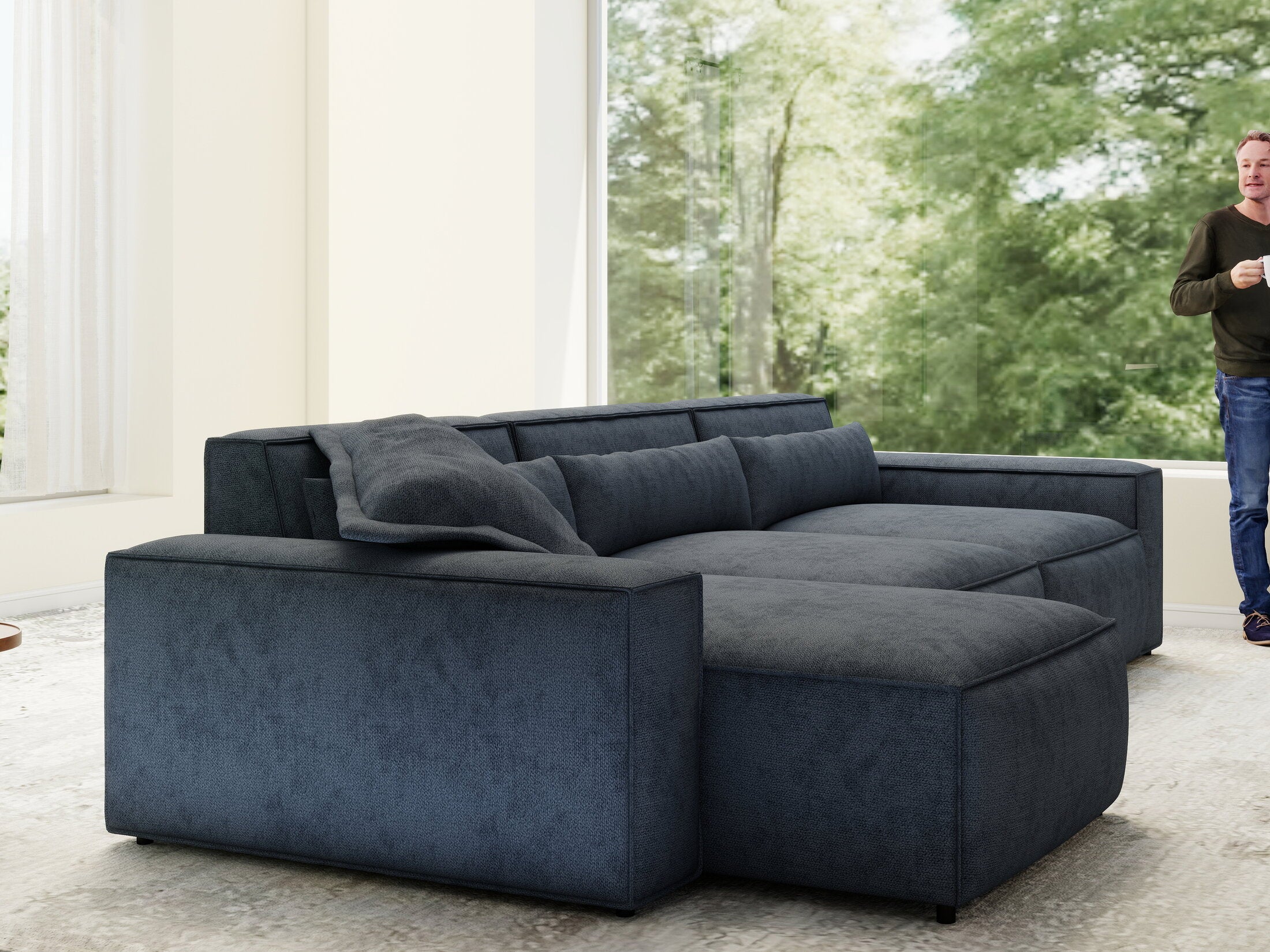 Colțar dumonde cu sezut confortabil din spuma HR, Marvelo XL Enjoy Antracit 366x175 cm