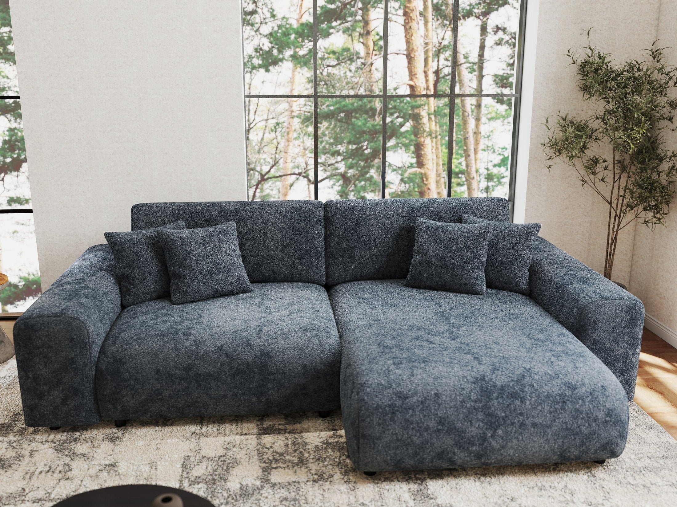 Colțar extensibil dumonde cu ladă de depozitare si sezut confortabil din spuma HR, Sarina Euphoria Gri Grafit 255x168 cm II