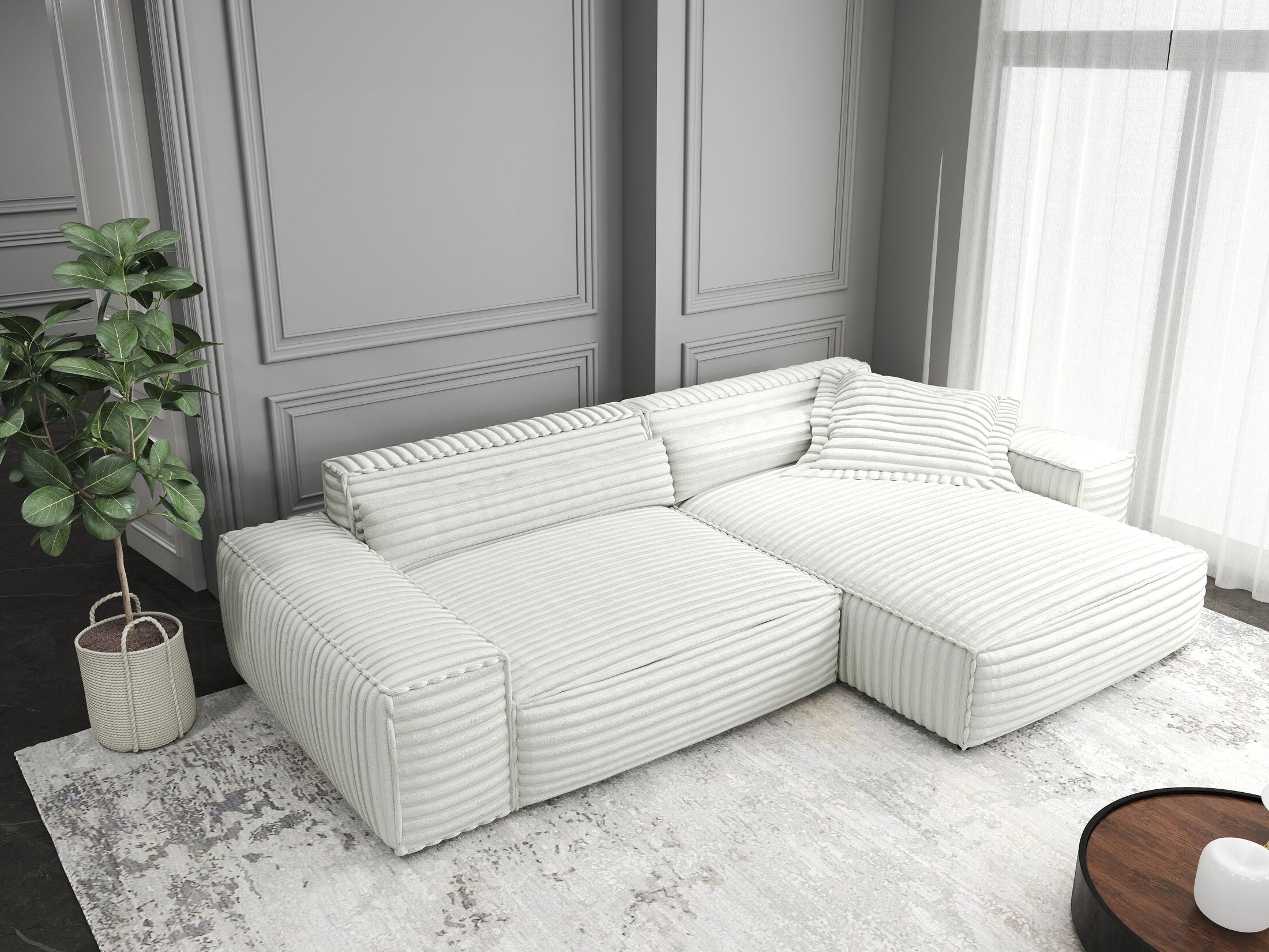 Colțar dumonde cu șezut confortabil din spumă HR, Marvelo Ambience Alb 264x175 cm II