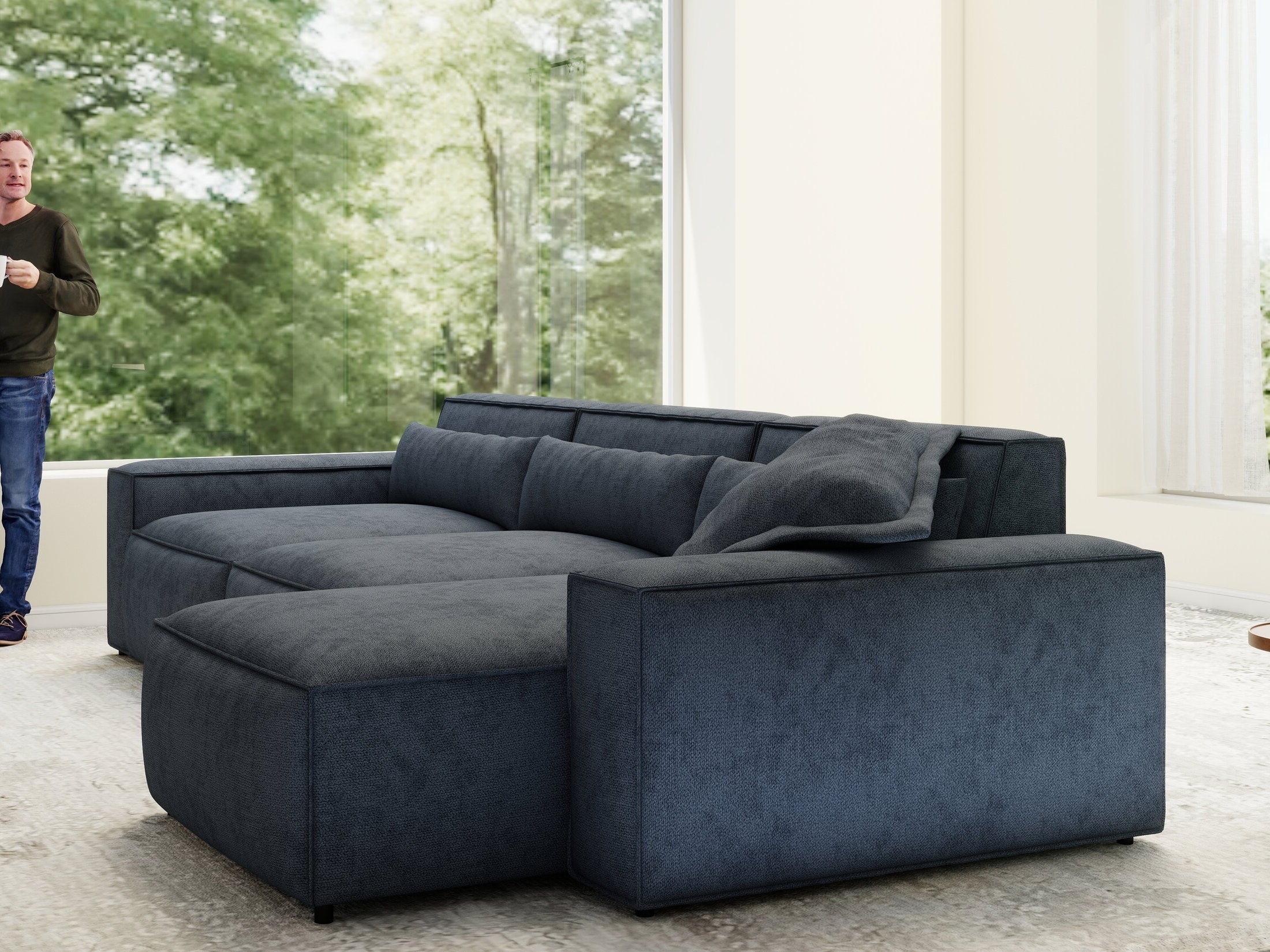 Colțar dumonde cu sezut confortabil din spuma HR, Marvelo XL Enjoy Antracit 366x175 cm II