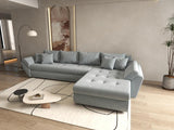 Colțar extensibil dumonde cu ladă de depozitare si sezut confortabil din spuma HR, Loana XL Zoom Mint II 335x185 cm Fabrica