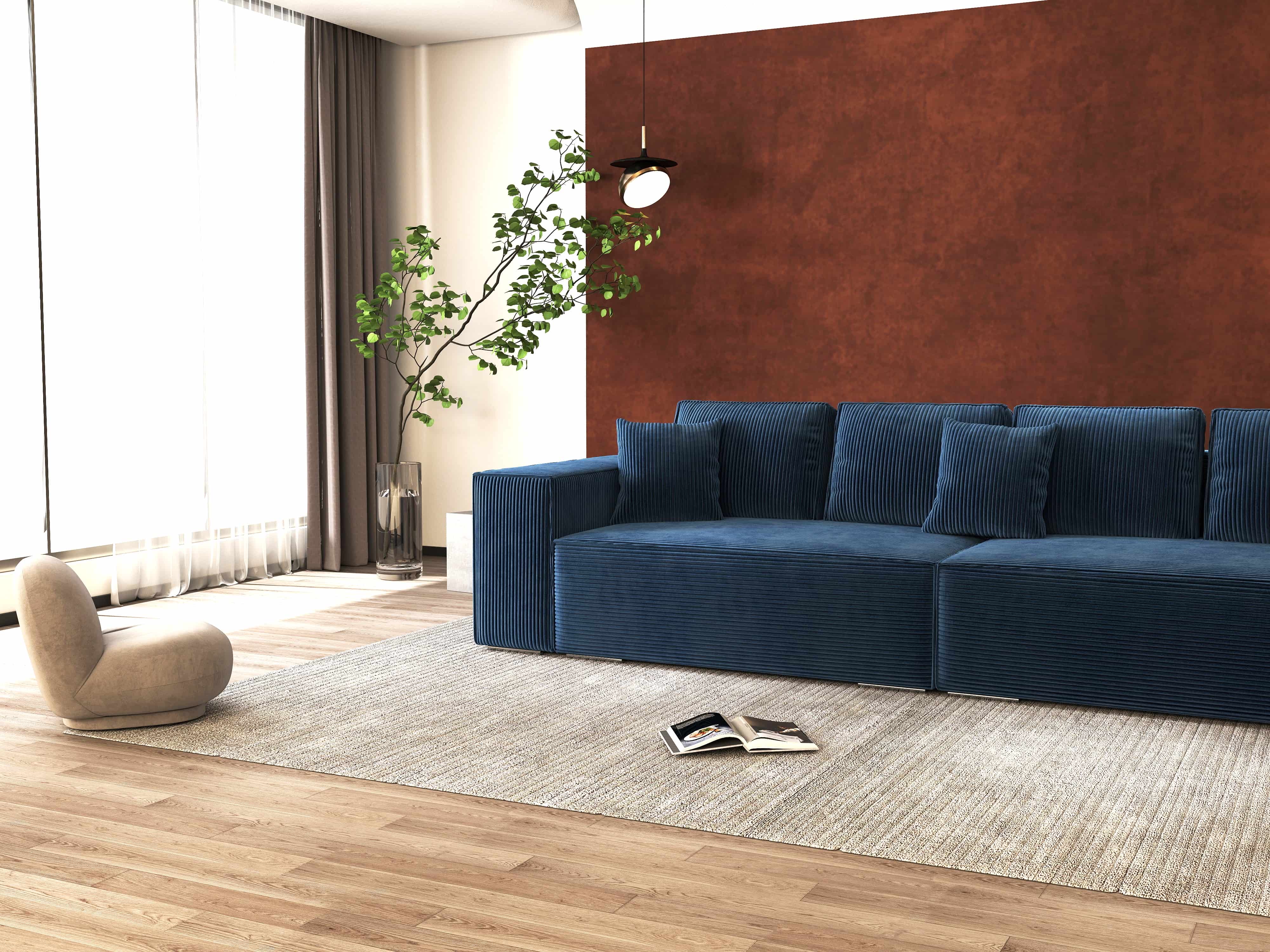 Canapea extensibilă dumonde cu ladă de depozitare si sezut confortabil din spuma HR, Dream Zoom Albastru 310x100 cm Fabrica