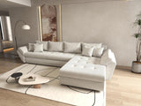 Colțar extensibil dumonde cu ladă de depozitare si sezut confortabil din spuma HR, Loana XL Zoom Gri II 335x185 cm Fabrica