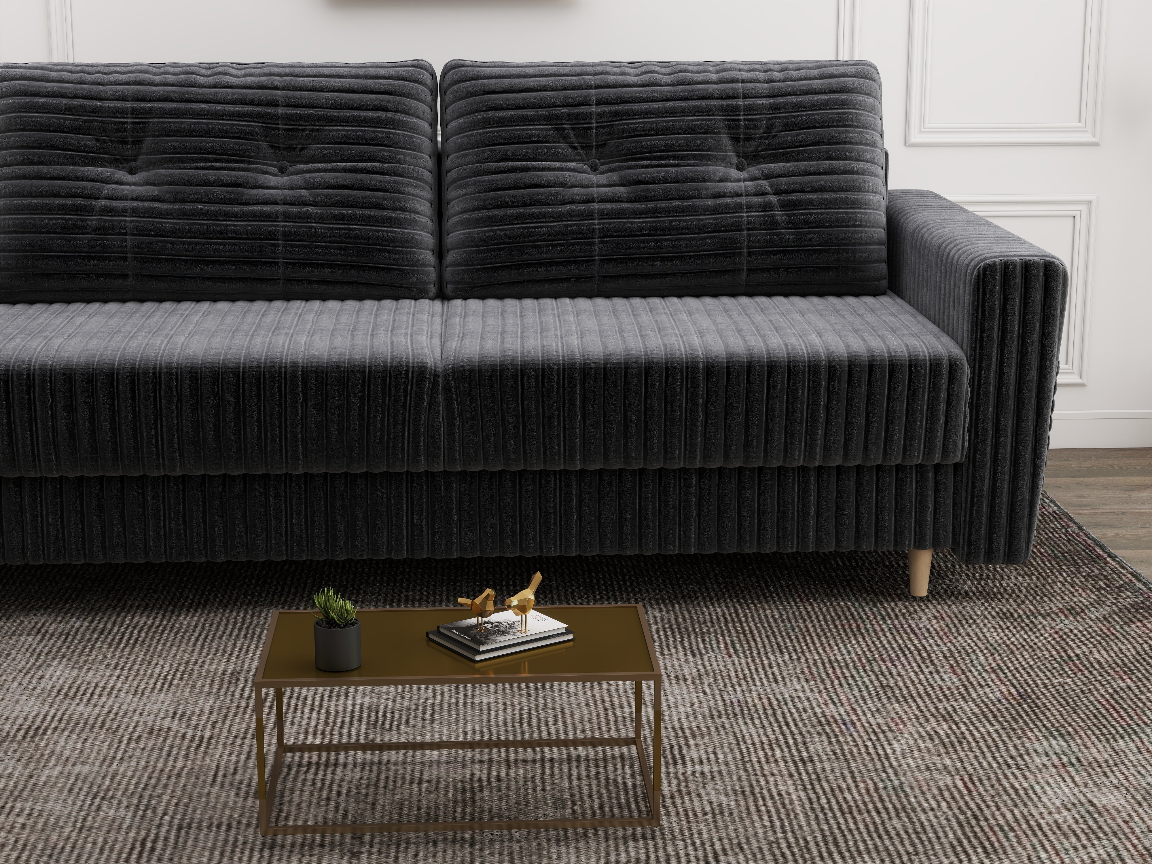 Canapea extensibilă dumonde cu ladă de depozitare si sezut confortabil din spuma HR, Summer Ambience Gri 225x100 cm