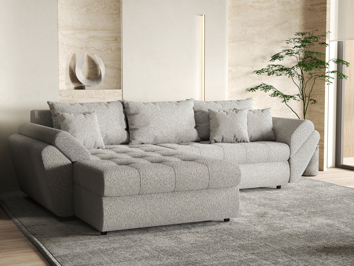 Colțar extensibil dumonde cu ladă de depozitare si sezut confortabil din spuma HR, Loana Gri Euphoria 270x185 cm Fabrica