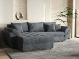Colțar extensibil dumonde cu ladă de depozitare si sezut confortabil din spuma HR, Loana Euphoria Graphit 275x185 cm Fabrica