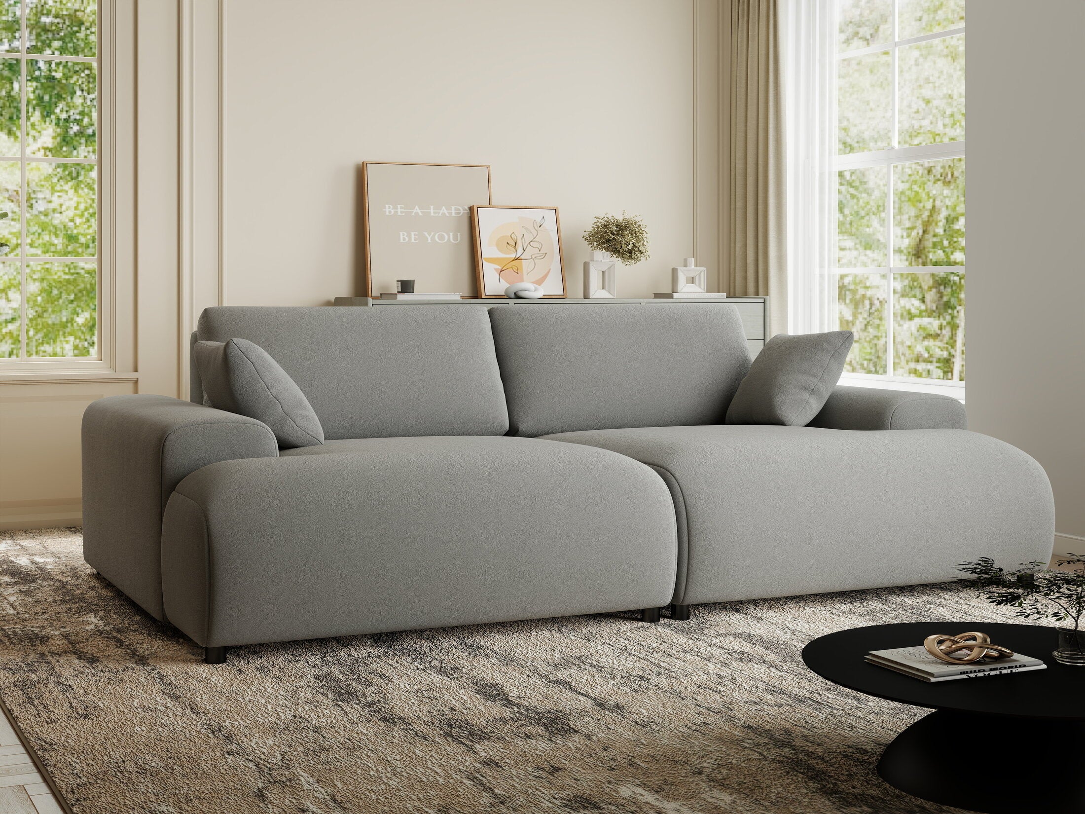 Canapea dumonde cu sezut confortabil din spuma HR, Hudson Royal Gri 237x144 cm