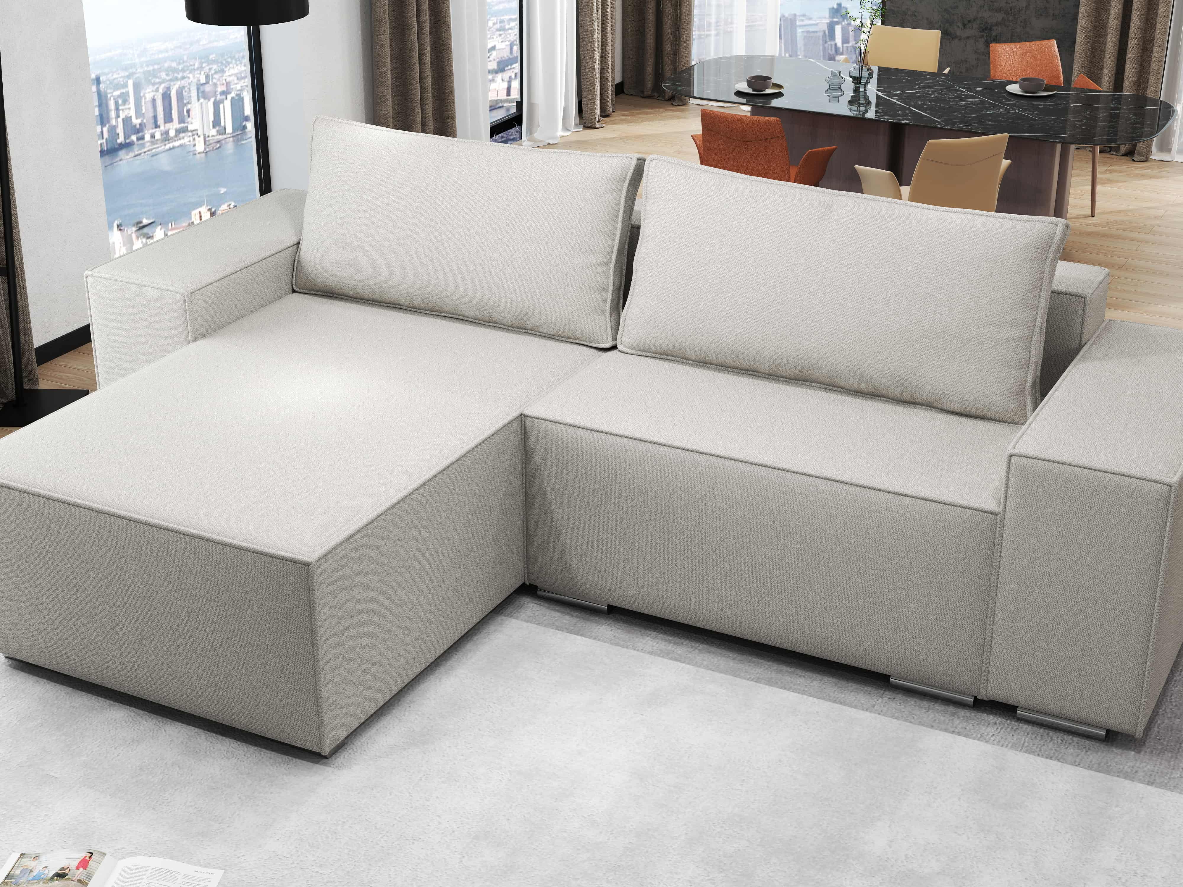 Colțar extensibil dumonde cu ladă de depozitare si sezut confortabil din spuma HR, Dream Enjoy Bej 290x185 cm Fabrica