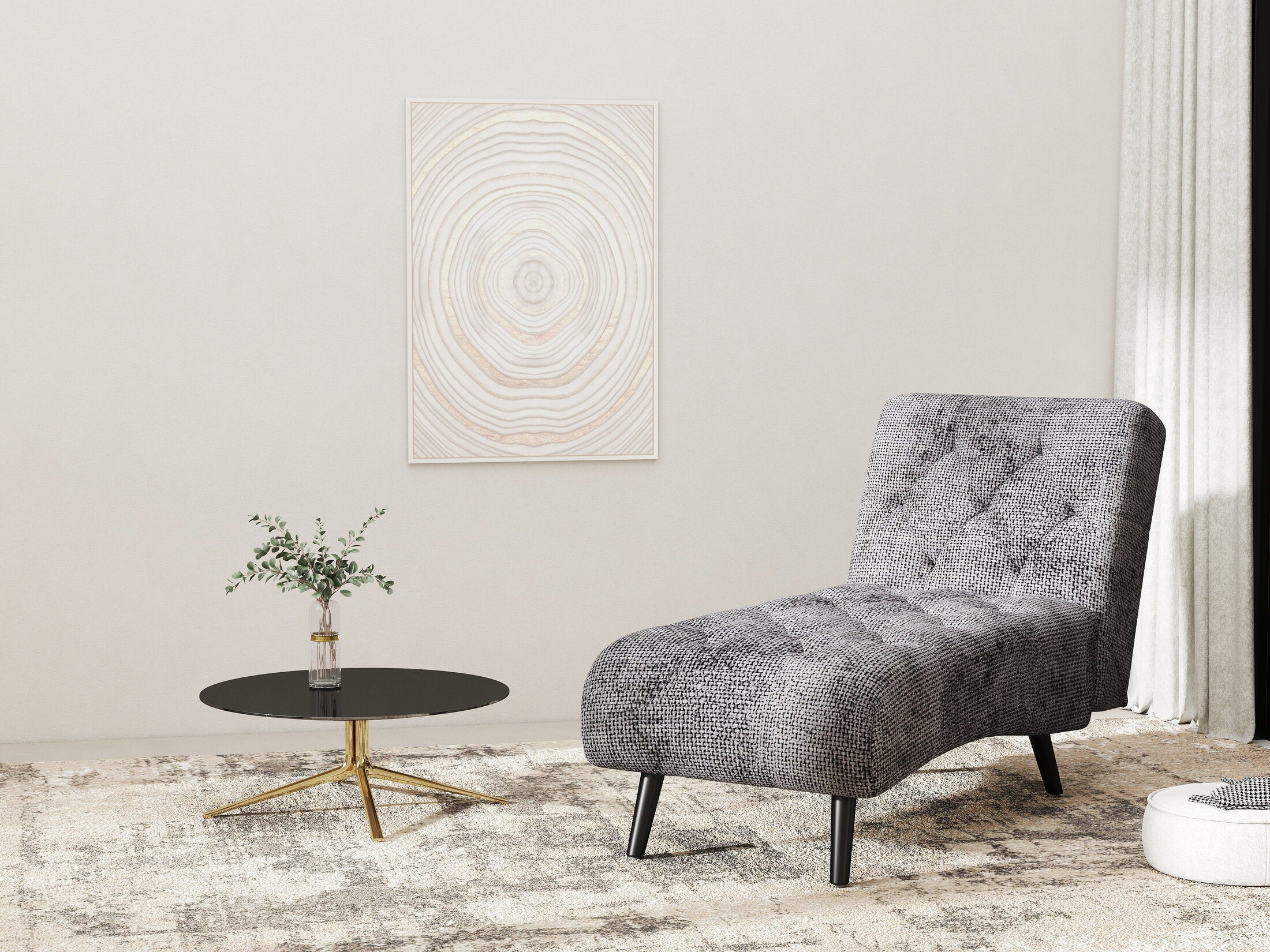 Fotoliu dumonde tapitat Gri modern Armoné 65x146cm