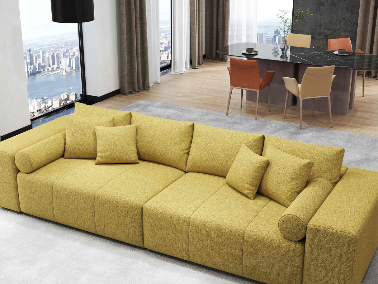 Canapea extensibilă dumonde cu ladă de depozitare si sezut confortabil din spuma HR, Marbela Enjoy Melon XXL 295x100 cm fabrica