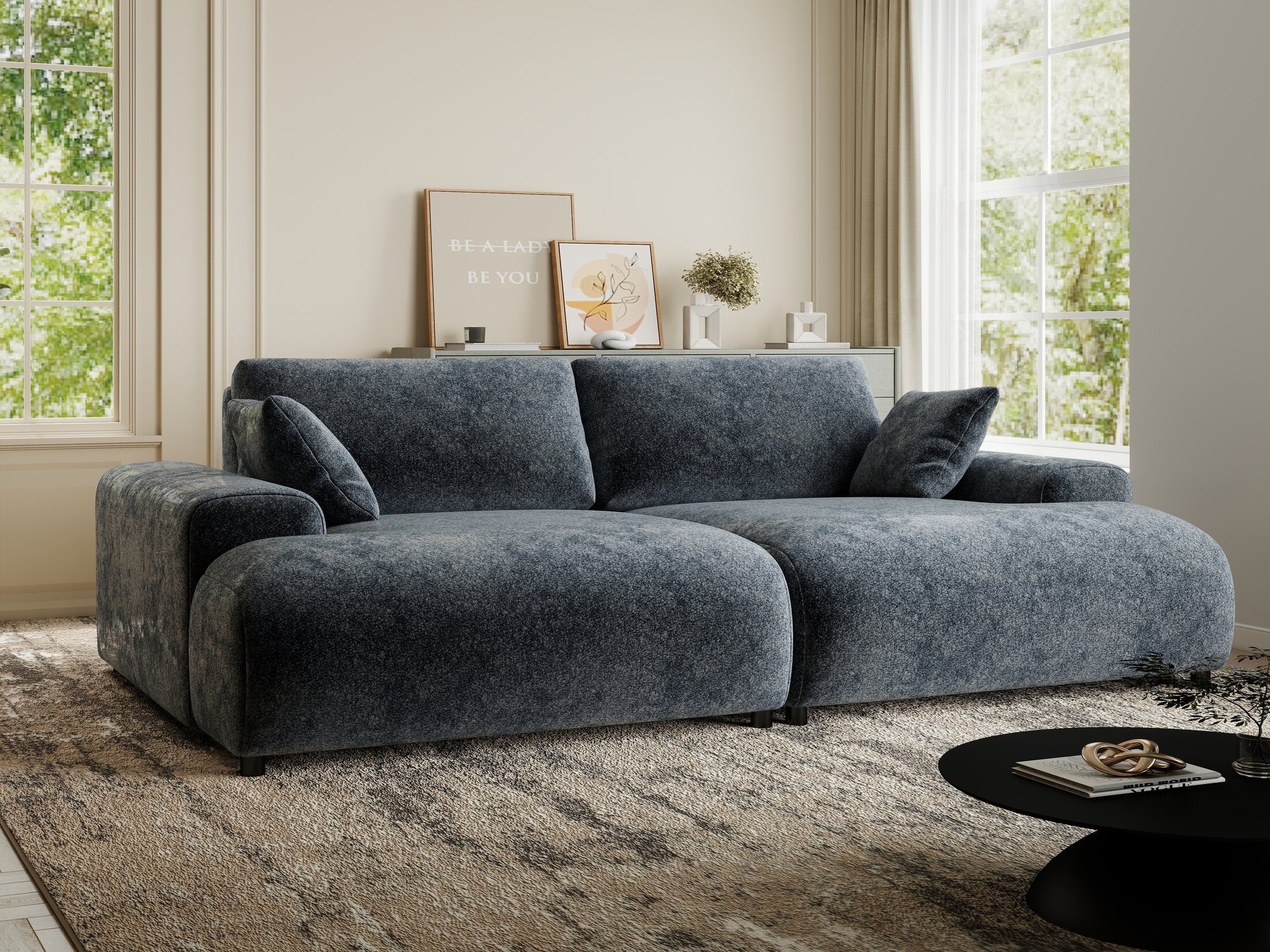 Canapea dumonde cu sezut confortabil din spuma HR, Hudson Euphoria Gri Grafit 237x144 cm