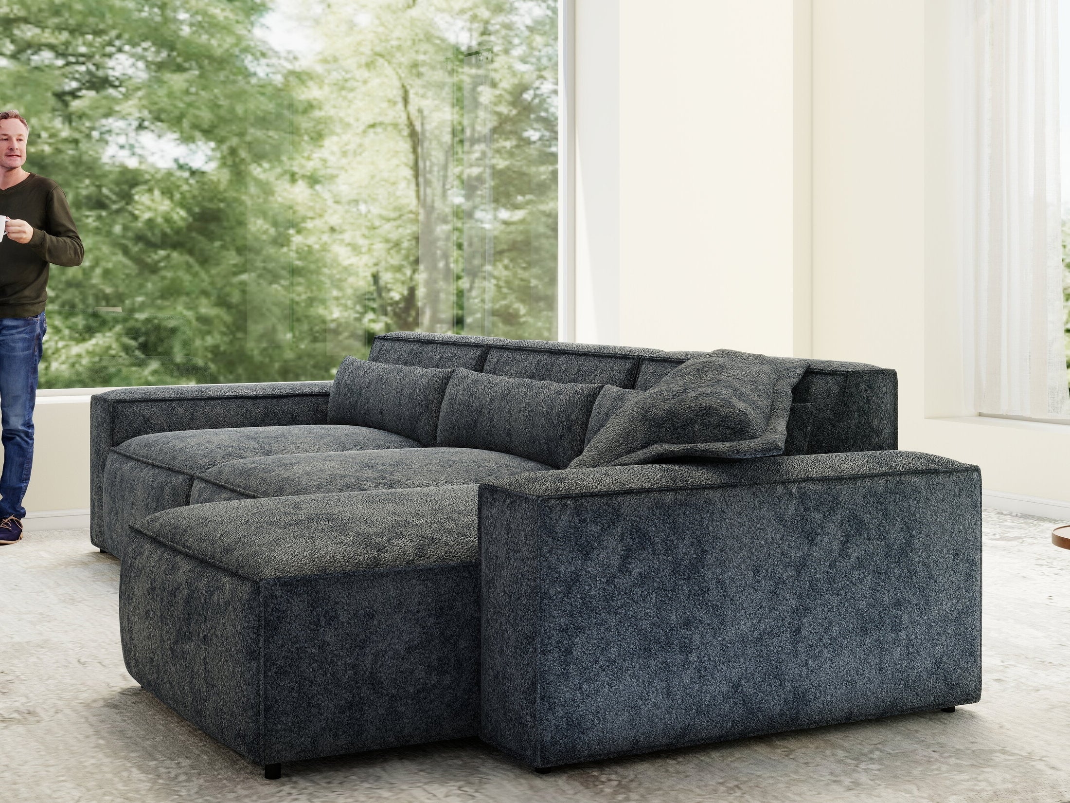 Colțar dumonde cu sezut confortabil din spuma HR, Marvelo XL Euphoria Gri Grafit 366x175 cm II