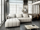 Colțar extensibil dumonde cu ladă de depozitare si sezut confortabil din spuma HR, Malta Beige 235x185 cm Fabrica