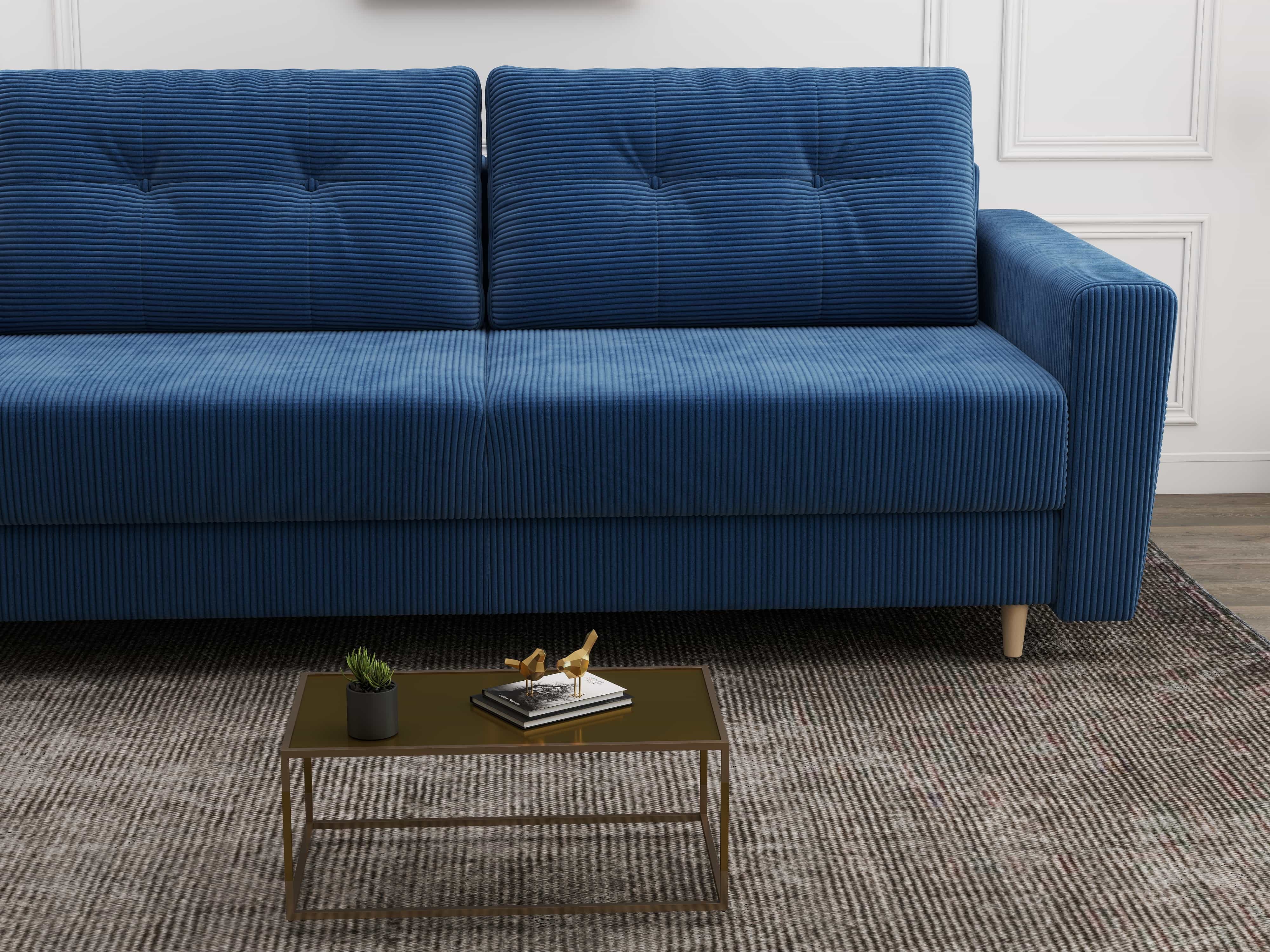 Canapea extensibilă dumonde cu ladă de depozitare si sezut confortabil din spuma HR, Summer Zoom Albastru 225x100 cm
