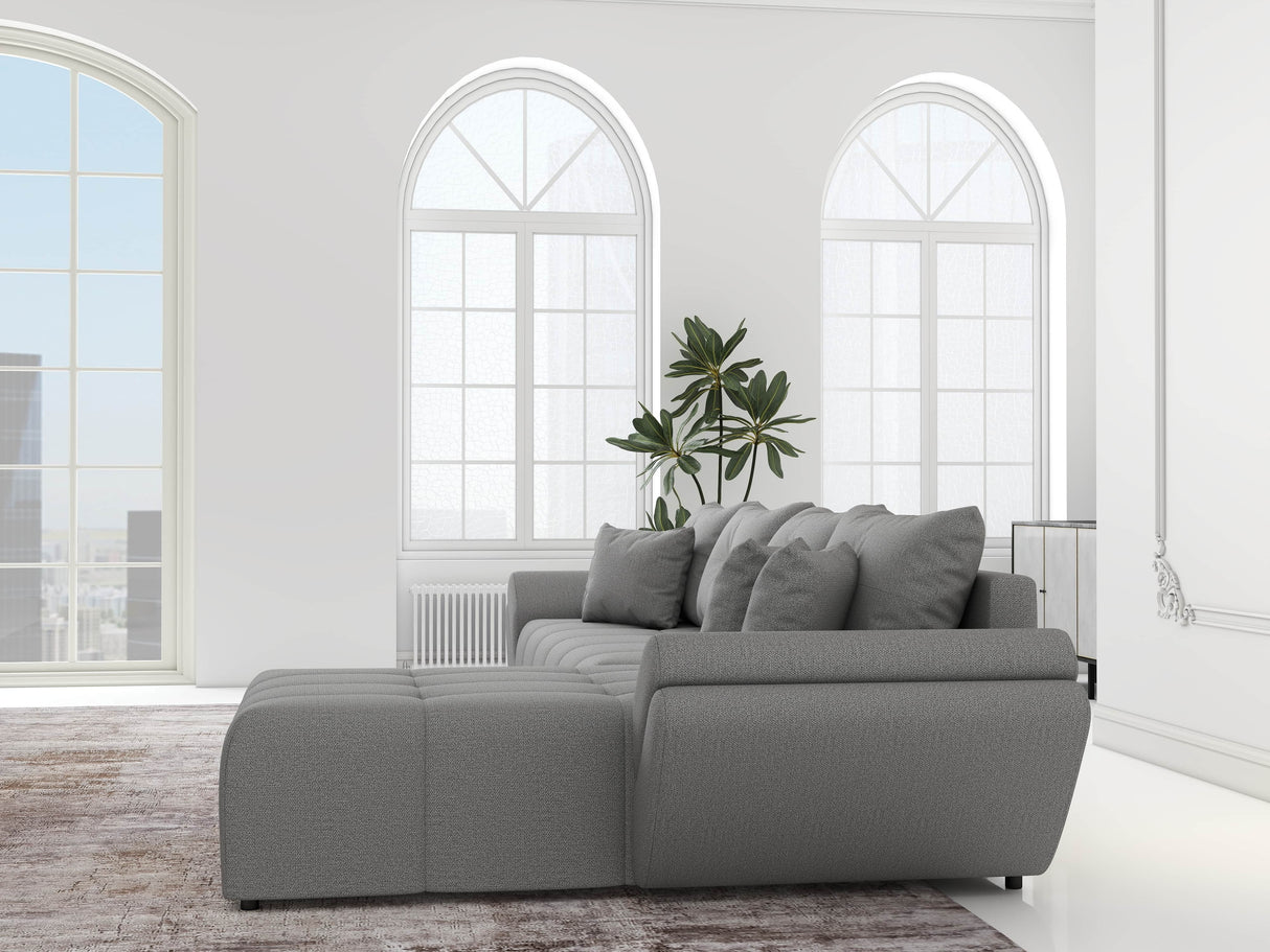 Colțar extensibil dumonde cu ladă de depozitare si sezut confortabil din spuma HR, Berlin XL Enjoy Lux Grey 350x185 cm II Fabrica