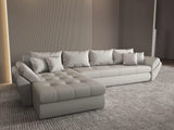 Colțar extensibil dumonde cu ladă de depozitare si sezut confortabil din spuma HR, Loana XL Enjoy Beige 335x185 cm Fabrica