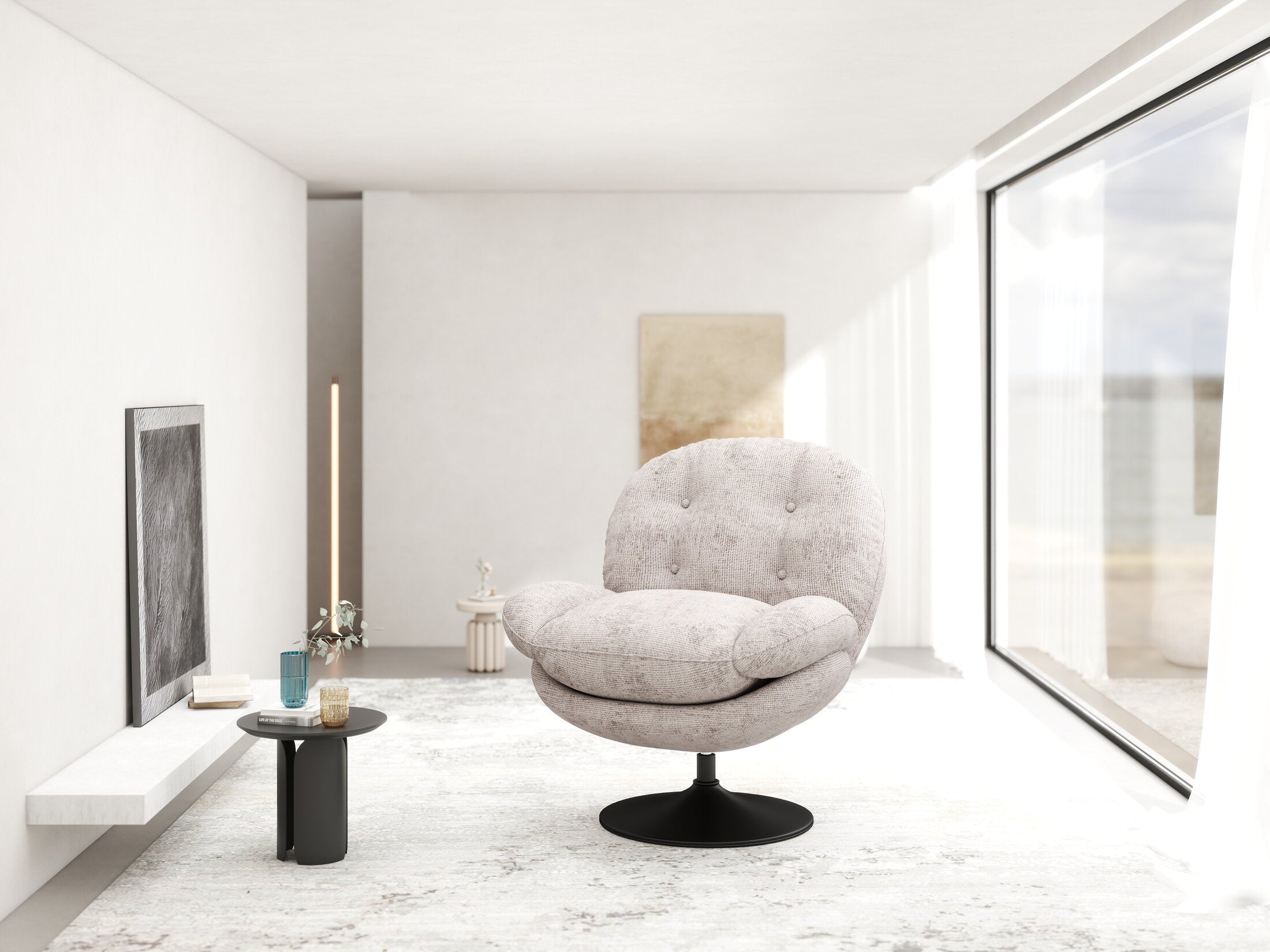 Fotoliu dumonde tapitat Bej modern Amaris 83x95cm