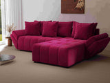 Colțar extensibil dumonde cu ladă de depozitare si sezut confortabil din spuma HR, Berlin Zoom Bordeaux 280x185 cm II Fabrica